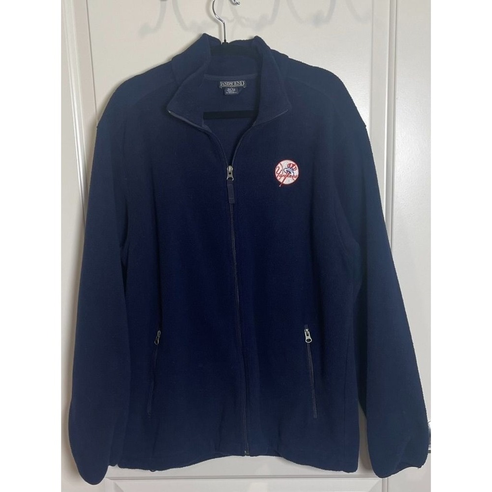 Lands' End Yankees Fleece Jacket Mens 42–44 Aircore 200 Full Zip Navy Cozy MLB